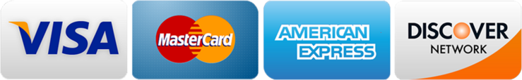 We accept Visa, Mastercard, American Express and Discover Card