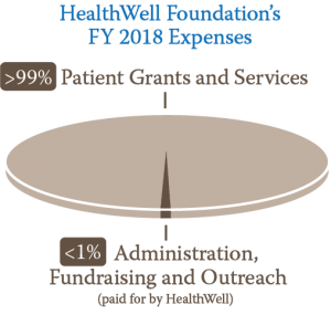 Pie chart of HealthWell Foundation's 2018 Expenses.
