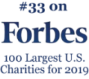 Number 33 on Forbes 100 Largest U.S. Charities 2019 badge.