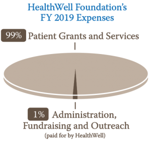 Pie chart of HealthWell Foundation's 2019 expenses.