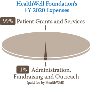 Pie chart of HealthWell Foundation's 2020 expenses.