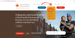 Screenshot of where to find Real-Time Fund Alerts on HealthWell website.