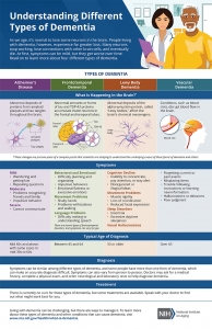 Detailed infographic chart titled "Understanding Different Types of Dementia."