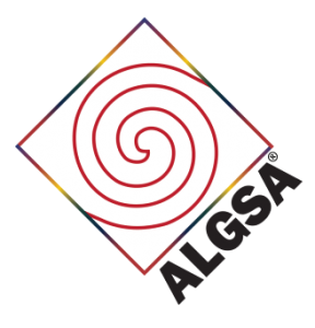 Alagille Syndrome Alliance logo with a red swirl within a white square.