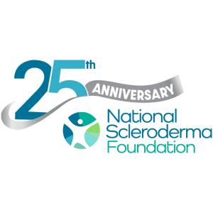 National Scleroderma Foundation logo under a banner celebrating their 25th anniversary.