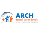 ARCH National Respite Network and Resource Center logo in blue, orange, and gray with three illustrated figures holding hands under an arch.
